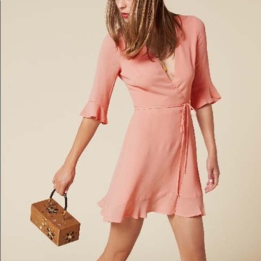 Reformation Wren dress in Peach
